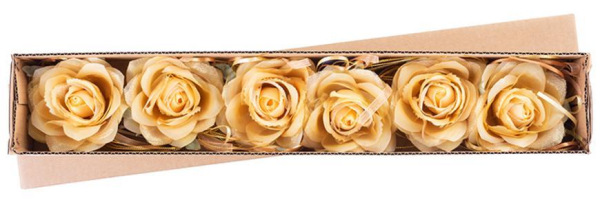 X Kvet MagicHome, ruža, zlatá, stonka, veľkosť kvetu: 10 cm, dĺžka kvetu: 18 cm, bal. 6 ks