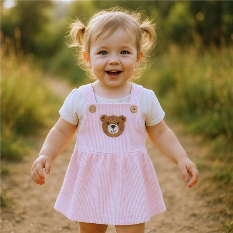Dojčenská sukienka na traky New Baby Luxury clothing Laura ružová 56 (0-3m) 5