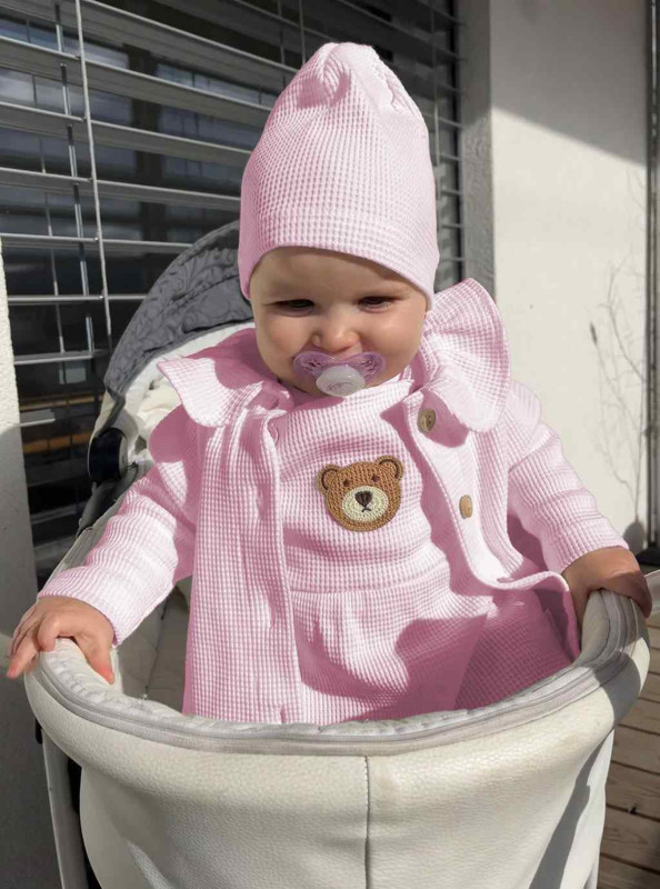 Dojčenská sukienka na traky New Baby Luxury clothing Laura ružová 56 (0-3m) 3