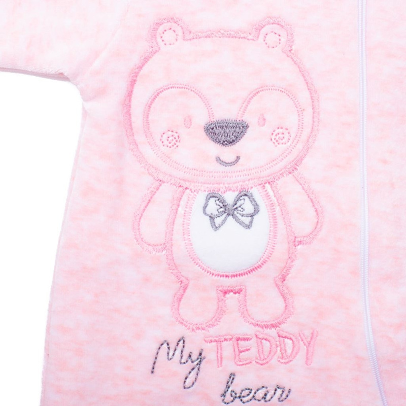 Dojčenský semiškový overal s kapucňou New Baby Sweetheart ružový 74 (6-9m) 2