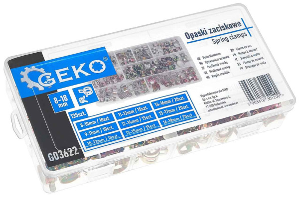 Sada pružných svoriek 8-18 mm, 135-dielna, GEKO 3