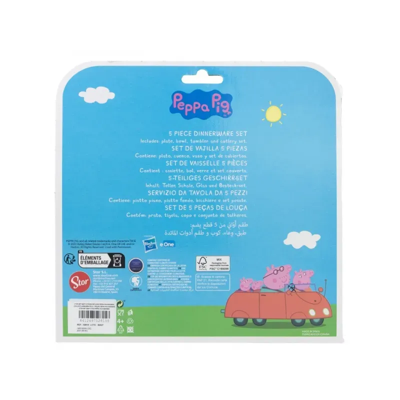 STOR Detský plastový riad Peppa Pig (tanier, miska, pohár, príbor), 52815