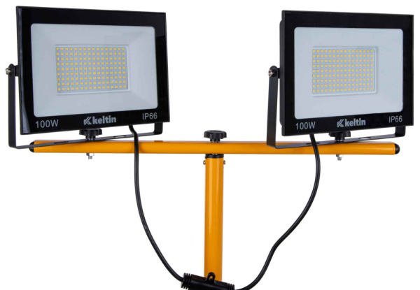 LED reflektor 2x100W s teleskopickým stojanom, neutrálna biela 6500K, KELTIN 10