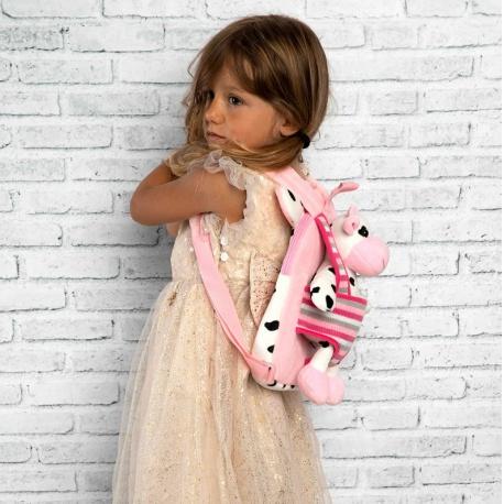 PERLETTI BE MY FRIEND, Detský plyšový batoh s odnímateľnou hračkou KRAVIČKA, 13030