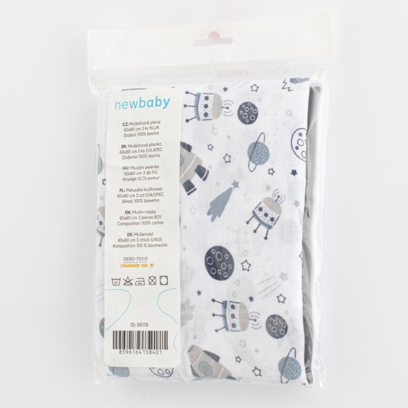 Mušelínová plienka New Baby 60x80 cm 3 ks CHLAPEC 5