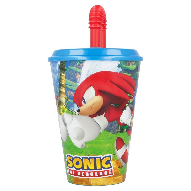 STOR Plastový pohár s vrchnákom a slamkou JEŽKO SONIC 430ml, 40530