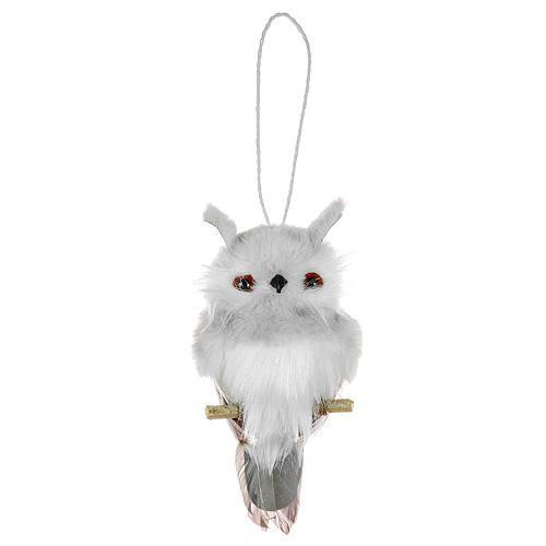 Sova MagicHome Vianoce, sivá, 18 cm, závesná