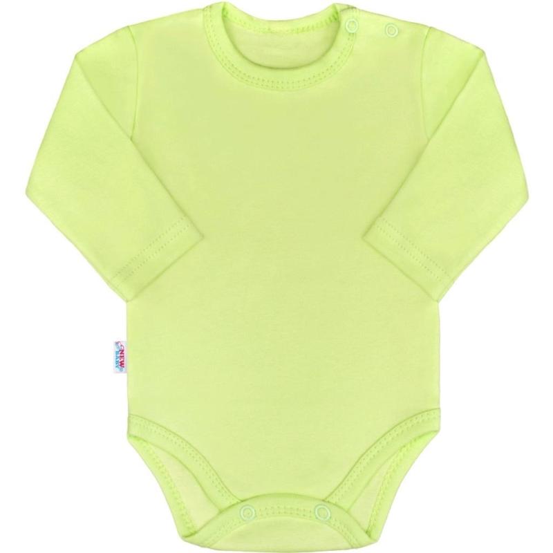 Dojčenské bavlnené body s dlhým rukávom New Baby Pastel zelené 68 (4-6m)