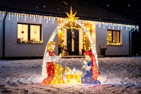 Dekorácia MagicHome Vianoce, Narodenie Ježiša, 235xLED teplá biela, IP44, 160x70x175 cm 1