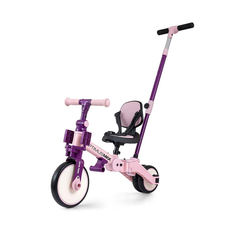 Detská trojkolka 5v1 Milly Mally Optimus Max s vodiacou tyčou pink 4