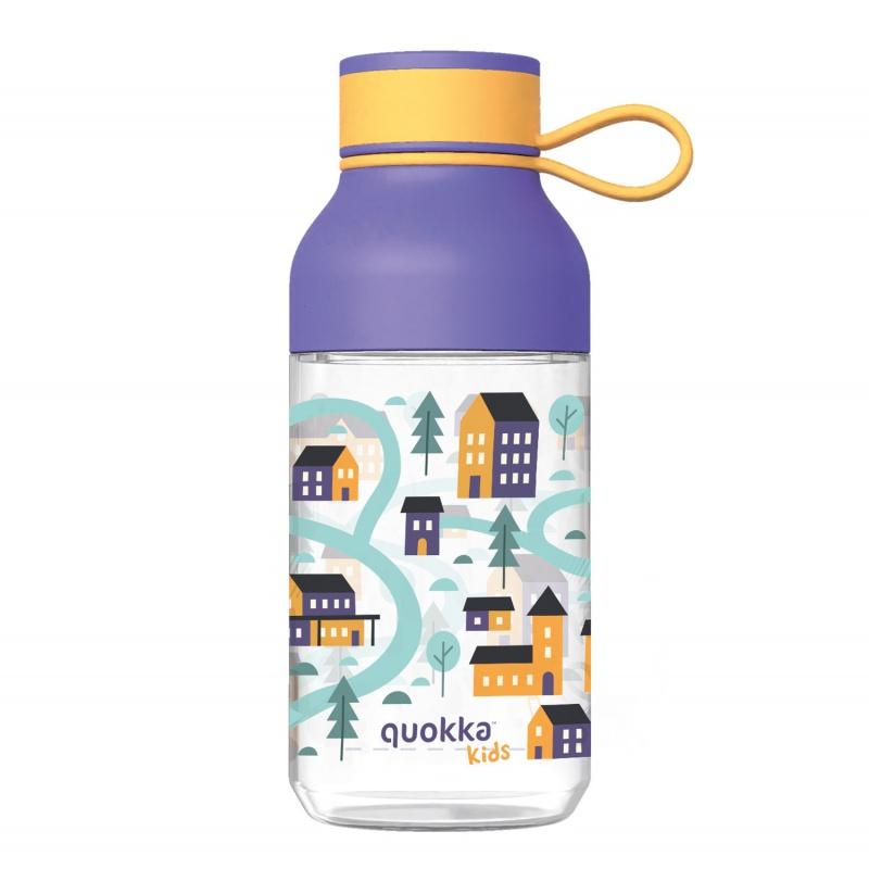 Quokka Kids Ice, Plastová fľaša s pútkom Town, 430ml, 40161