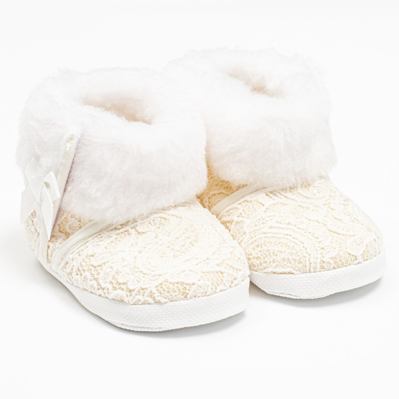 Dojčenské zimné krajkové kozačky New Baby 6-12 m béžové 6-12 m 2