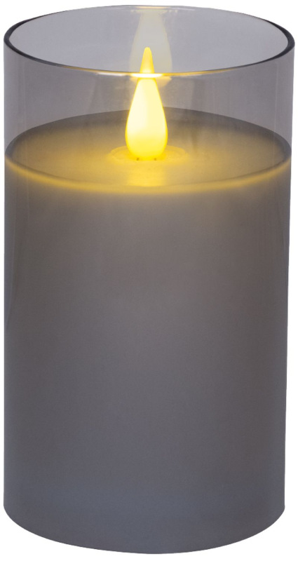 Sviečka MagicHome Vianoce, LED, 2xAA, jednoduché svietenie, časovač, pohyblivý plameň, 7,5x12,5 cm,
