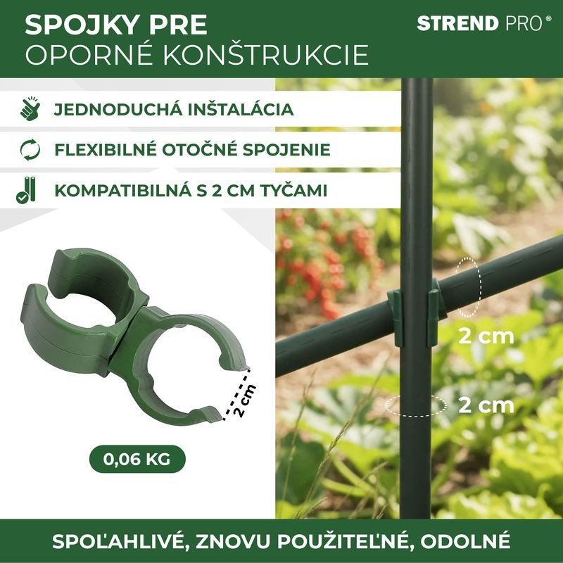 Spojka Strend Pro, plast, konektor na záhradné oporné tyče, 20 mm, bal. 10 ks 2