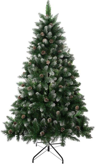 Stromček MagicHome Vianoce Albero, jedľa, zasnežené konce, so šiškami, 180 cm