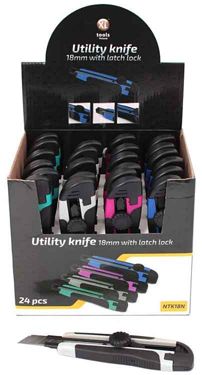 Sada ulamovacích nožov 18 mm v predajnom boxe, 24 ks, s kolieskom, 4 farby, XL-TOOLS 6