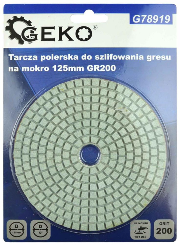 Brúsny diamantový kotúč 125 mm, zrno 200 suchý zips, brúsenie na mokro, GEKO 3