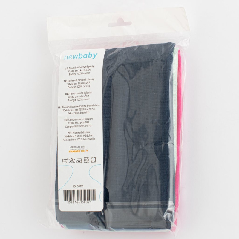 Bavlnené farebné plienky New Baby 70x80 cm 3 ks DIEVČA 4