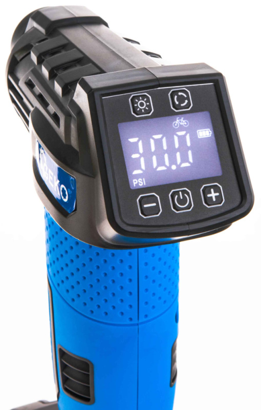 Akumulátorový kompresor 0,2-10,3 Bar, 12V, 1,5Ah batéria, 23l/min, LCD display, GEKO 10