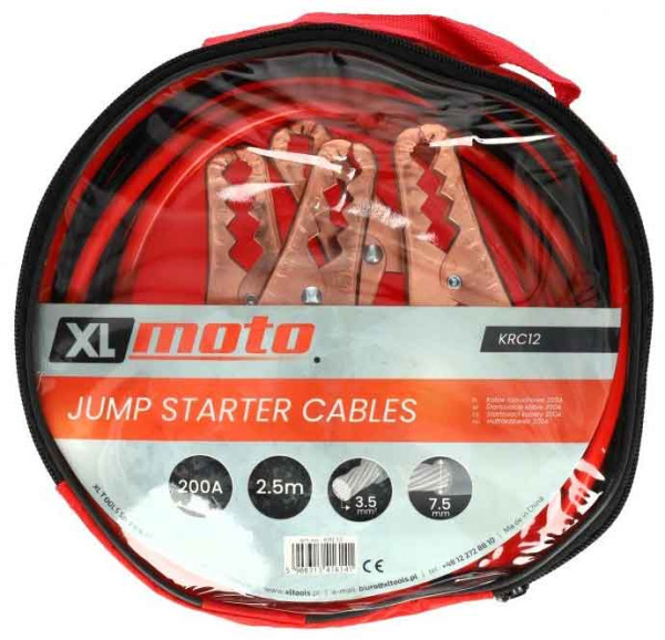 Štartovacie káble 200 A, Profesionálne, dĺžka 2,5 m, prierez 22 mm2, XL-TOOLS 1