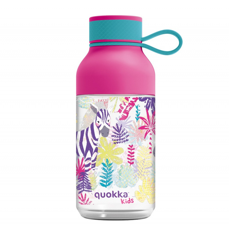 Quokka Kids Ice, Plastová fľaša s pútkom Zebras, 430ml, 40159