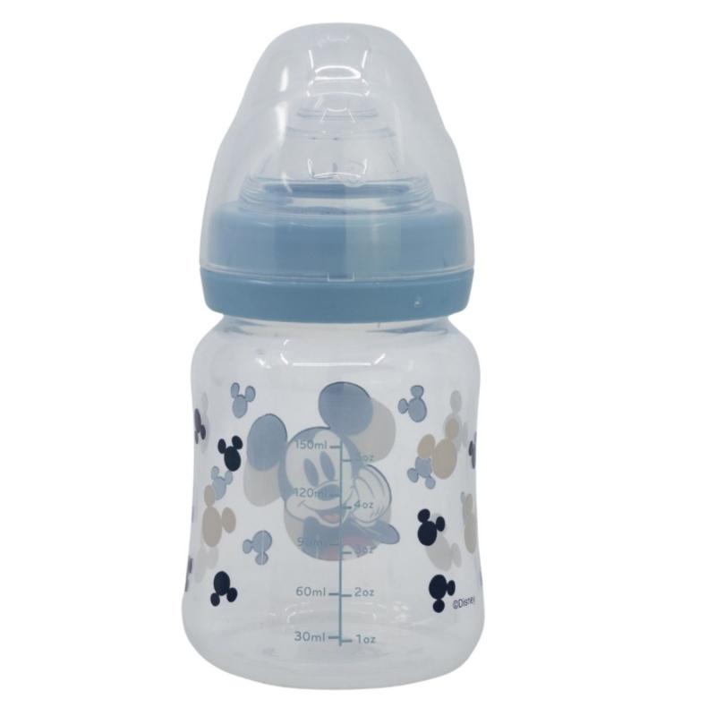 STOR Dojčenská antikoliková fľaša Mickey Mouse Baby Blue, 150ml, 10401