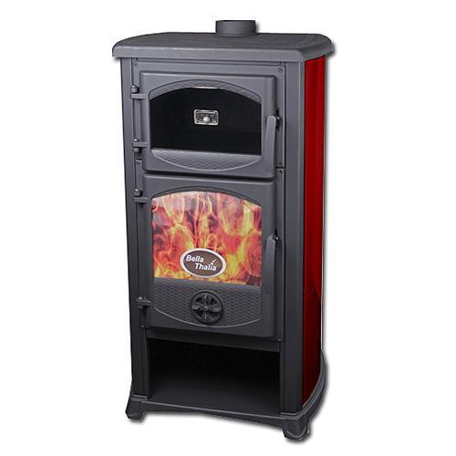 Kachle Thalia Cucina, bordová, 8,3 kW, 150 cm, liatina/šamot, s pecou