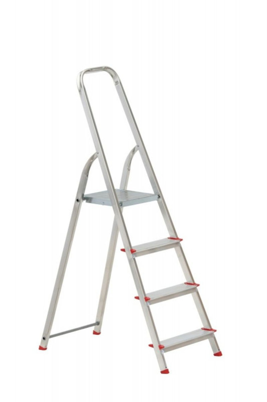 Schodíky ALVE EUROSTYL HOBBY 2914, 4-stupienkové, červené, 148 cm, nosn. 120 kg