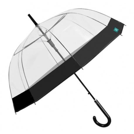 PERLETTI Dámsky automatický dáždnik BLACK BORDER Transparent, 26273