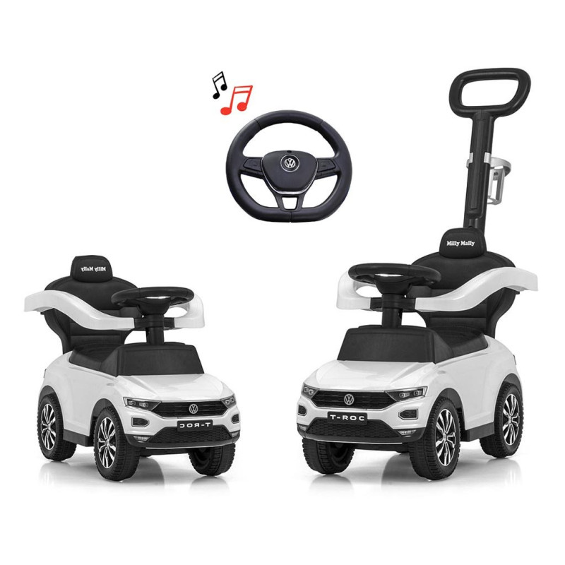 Detské odrážadlo s vodiacou tyčou VOLKSWAGEN T-ROC Milly Mally biele (poškodený obal) 2
