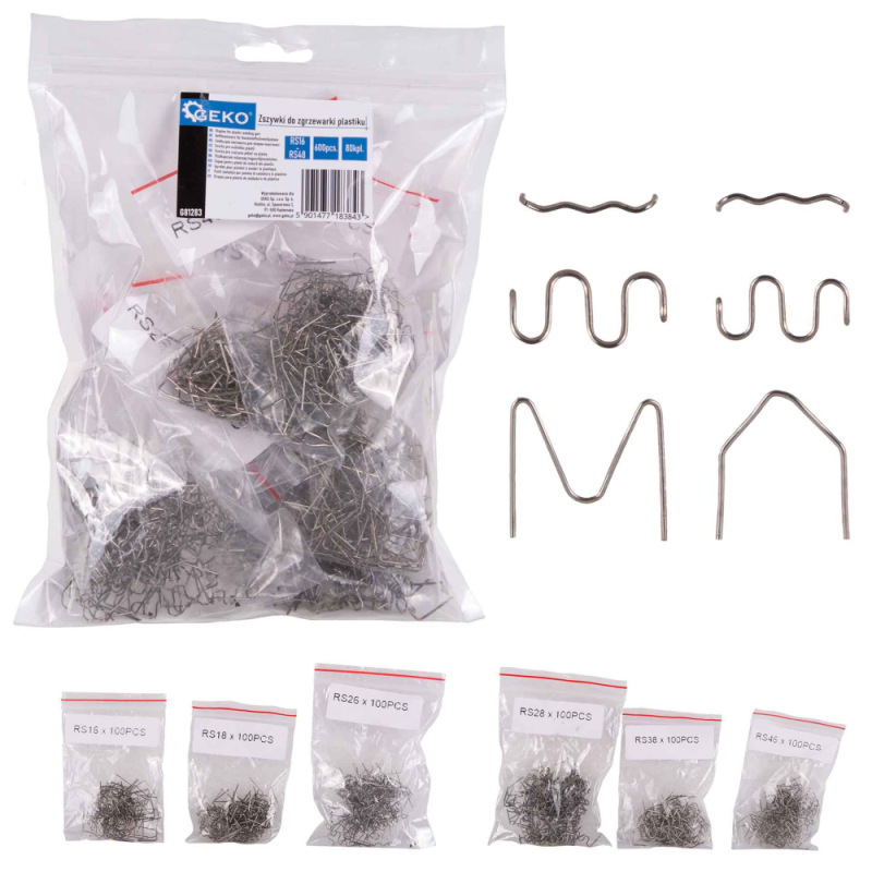 Spony do zváračky plastov, RS16-RS46, 600 ks, GEKO 9