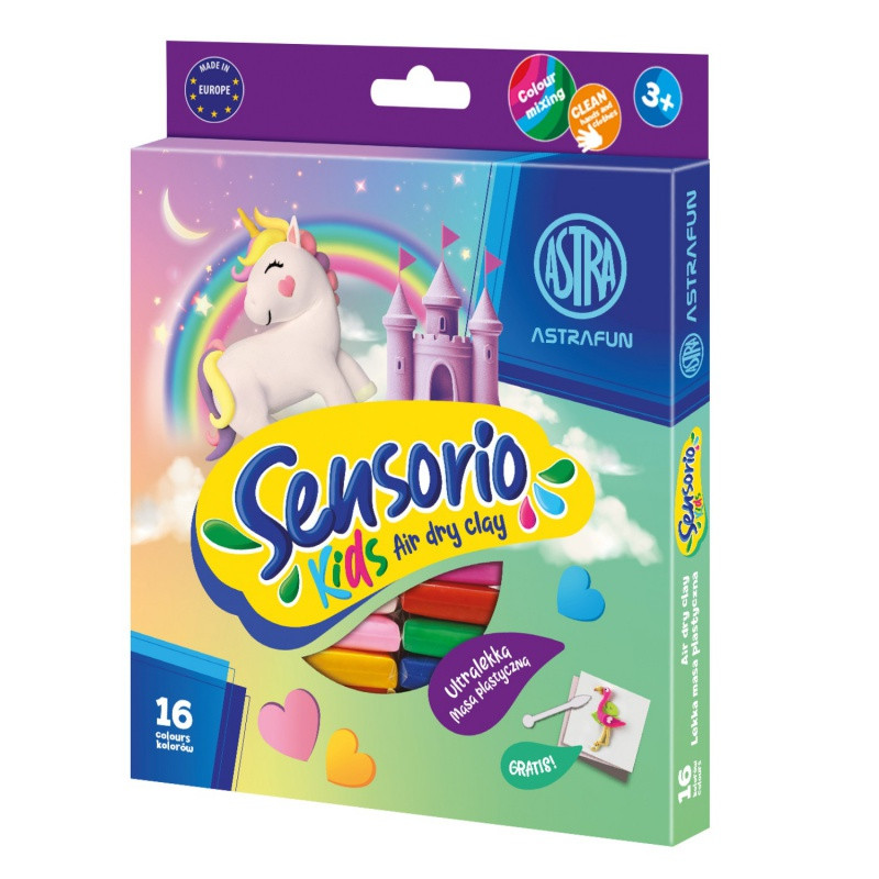 Modelovacia hmota (air dry clay) Sensorio Kids Unicorn, 16 farieb, 336124024 1