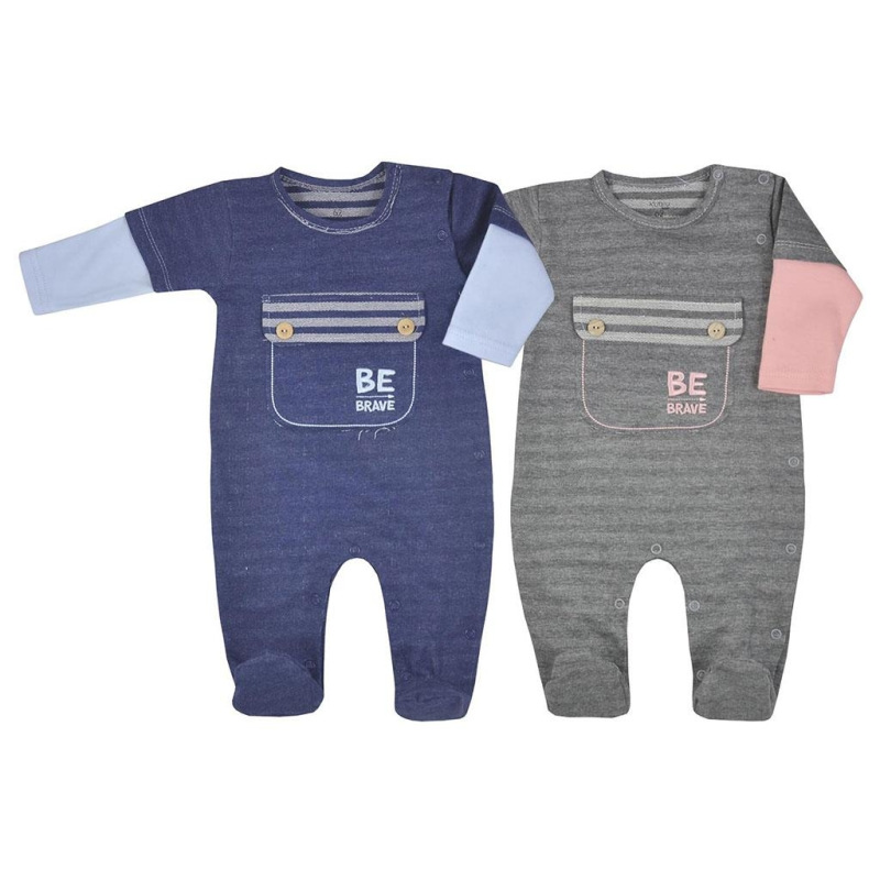 Dojčenský bavlnený overal Koala BE BRAVE sivo-ružový 74 (6-9m) 1