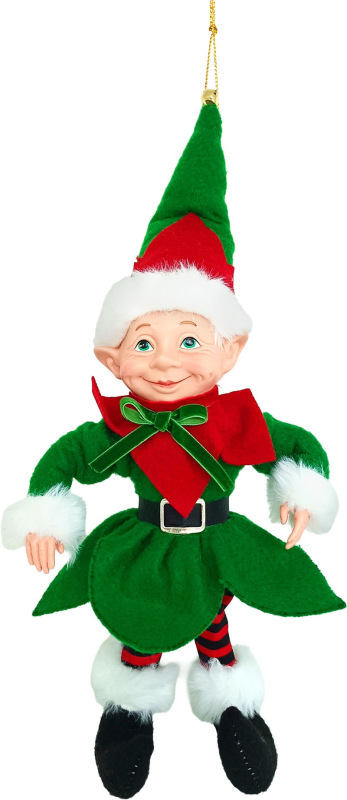 Dekorácia MagicHome Vianoce, elf, textil, zelený, 14/35 cm