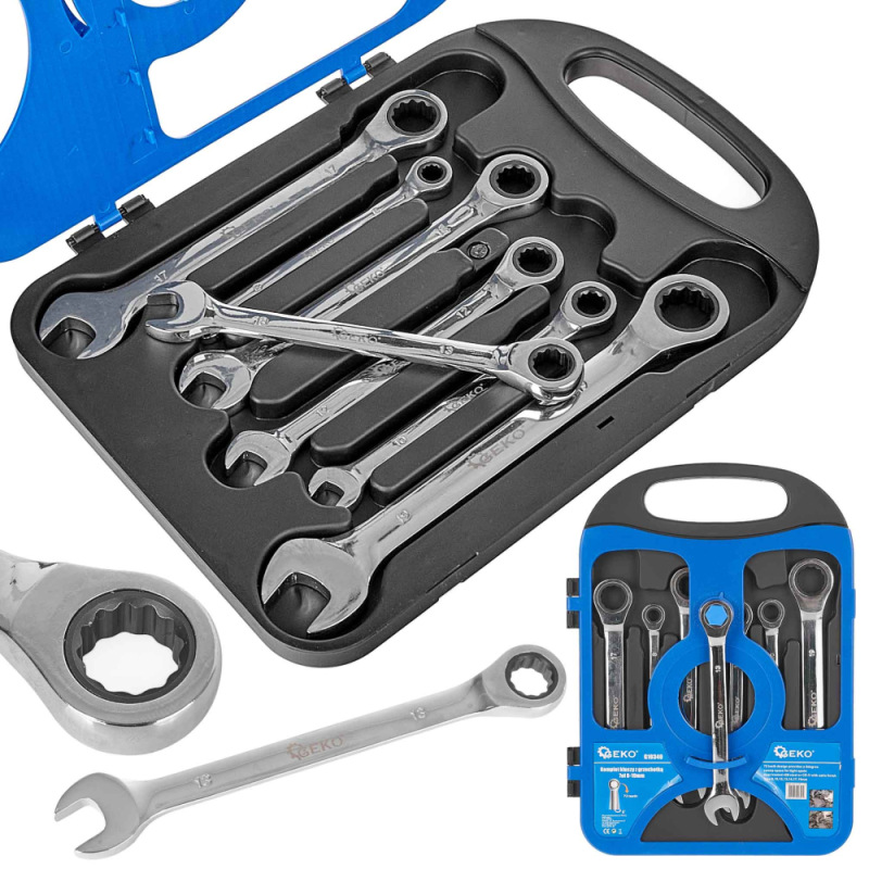 Sada račňových kľúčov očkoplochých, 7-dielna (8,10,11,13,14,17,19 mm), GEKO