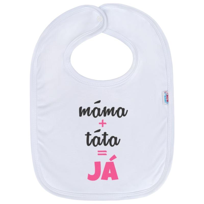 Detský podbradník New Baby máma+táta=JÁ ružový