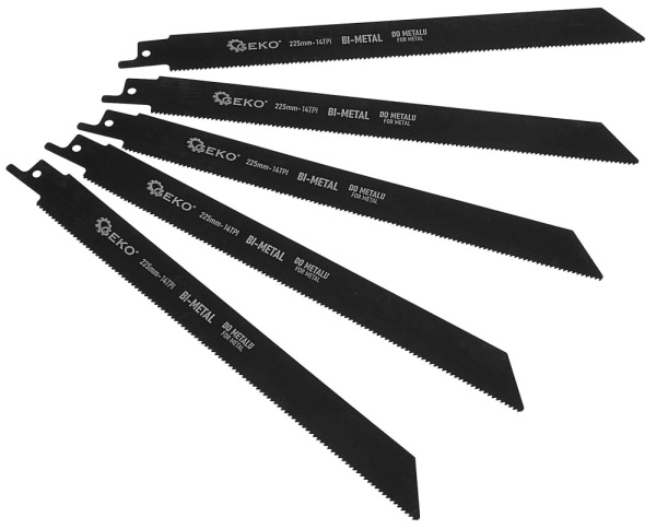 Sada mečových pílových listov na kov Bimetal 225 mm 14 TPI, 5 ks do chvostovej píly, GEKO 1