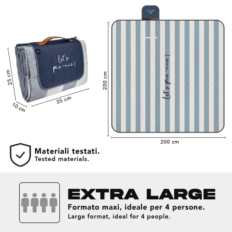 Veľká pikniková deka Perletti Travel – Stripes, 200x200cm, 13155 3