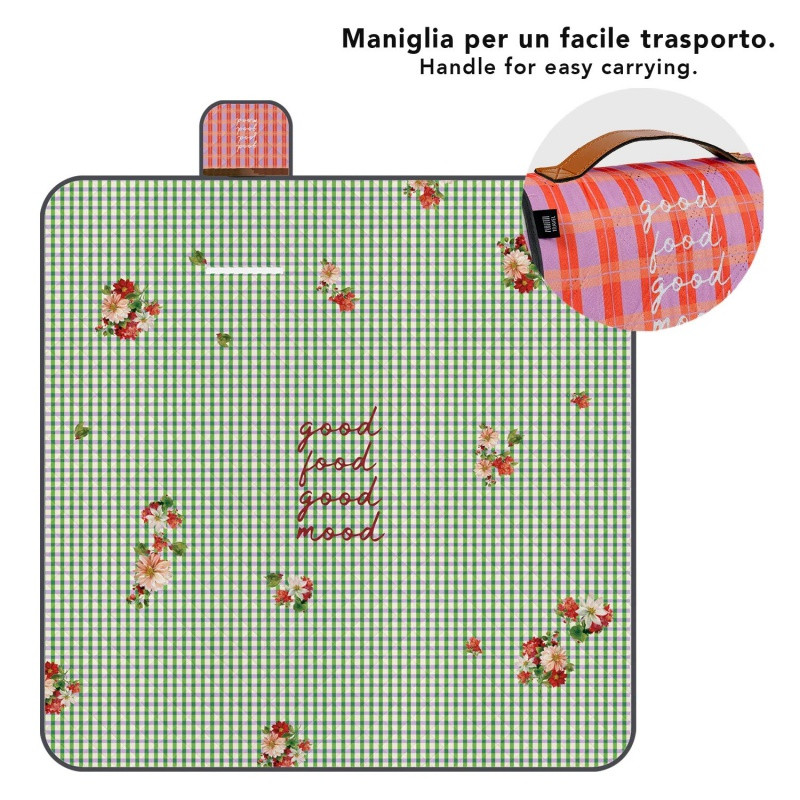 Veľká pikniková deka Perletti Travel – Vichy Floreale, 200x200cm, 13158 3