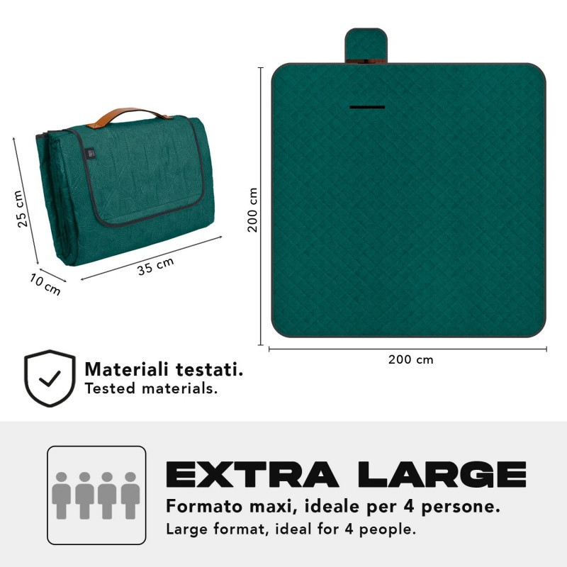 Veľká pikniková deka Perletti Travel – Listy, 200x200cm, 13154 4