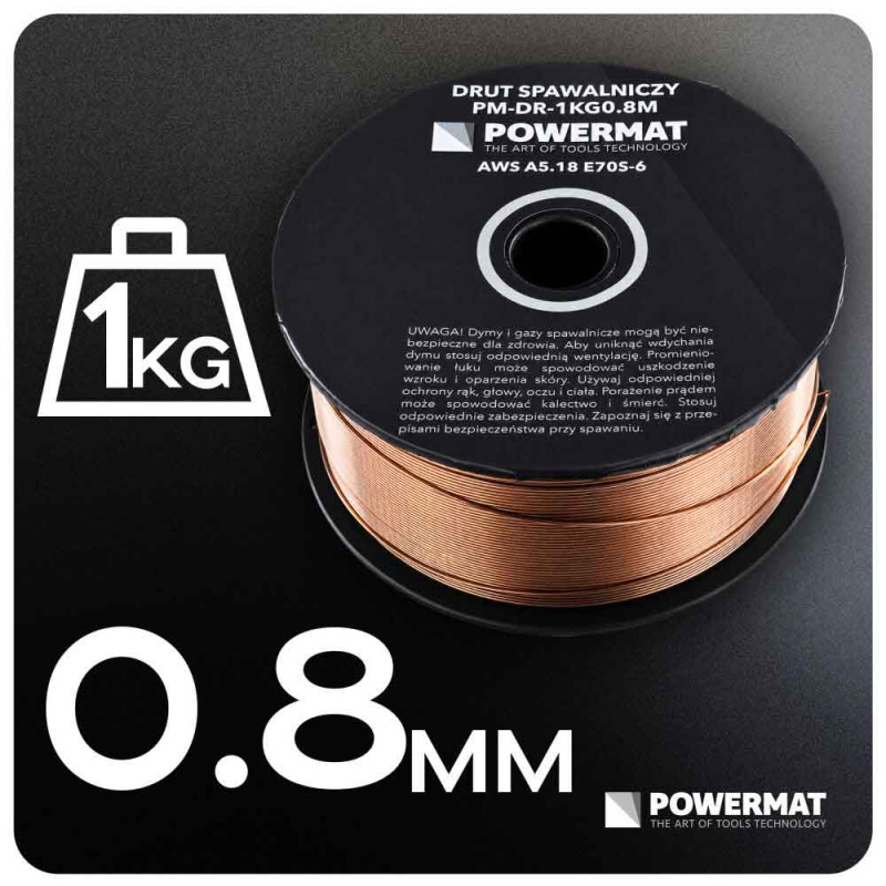 Drôt zvárací SG2 s medeným povlakom 0,8 mm, cievka 1kg, POWERMAT 8