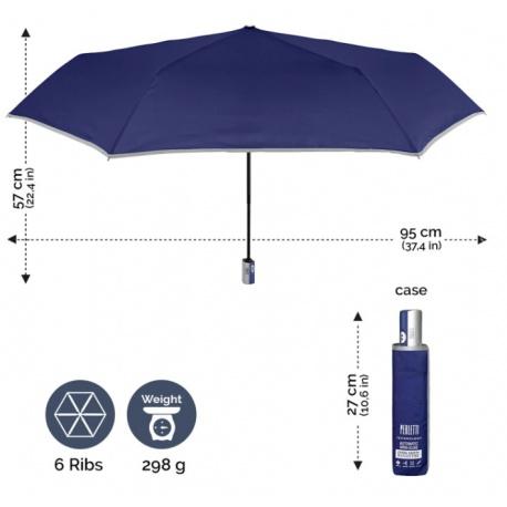 PERLETTI Technology Plnoautomatický skladací dáždnik s reflexným pásom / modrý, 21754