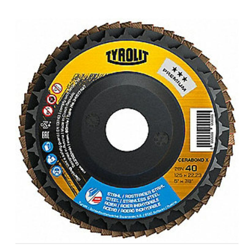 Kotuc Tyrolit 125x22,2mm, 28A, CA40+Q-B, oceľ/nerez, CerabondX, Premium ***
