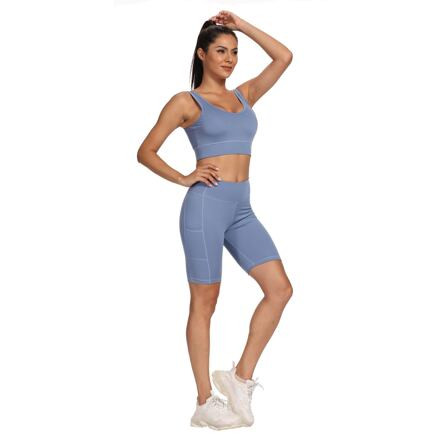 Yoga Sporty krátke športové legíny modrá 1