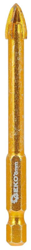 Vrták do skla a keramiky 8 mm, 4-britý, stopka 1/4", GEKO 1