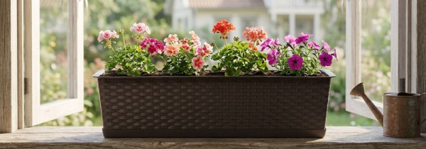 Kvetináč RATOLLA Case P 700, hnedý, s podložkou 1