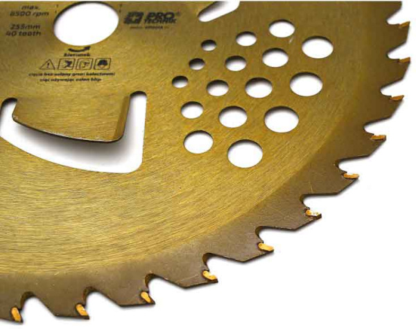 Pílový kotúč do krovinorezu s SK plátkami 255 x 25,4 mm, z40 s 3 bočnými zubami, XL-TOOLS 1