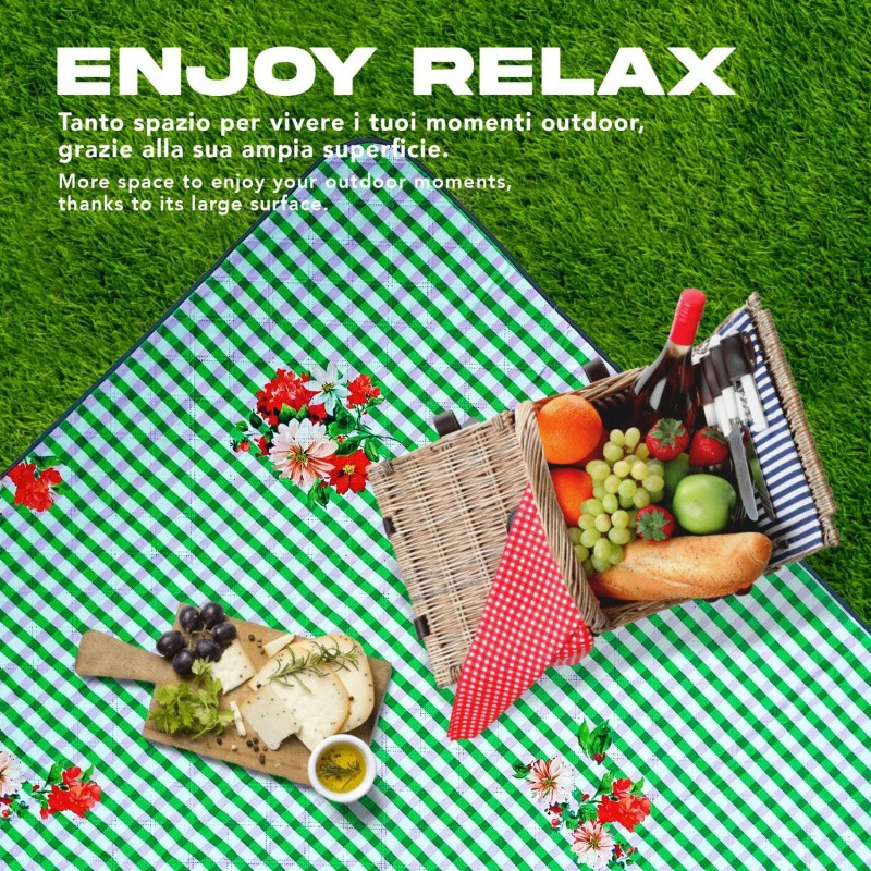 Veľká pikniková deka Perletti Travel – Vichy Floreale, 200x200cm, 13158 6