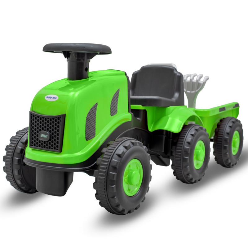 Detské odrážadlo traktor s vlečkou Benny Baby Mix New zelený