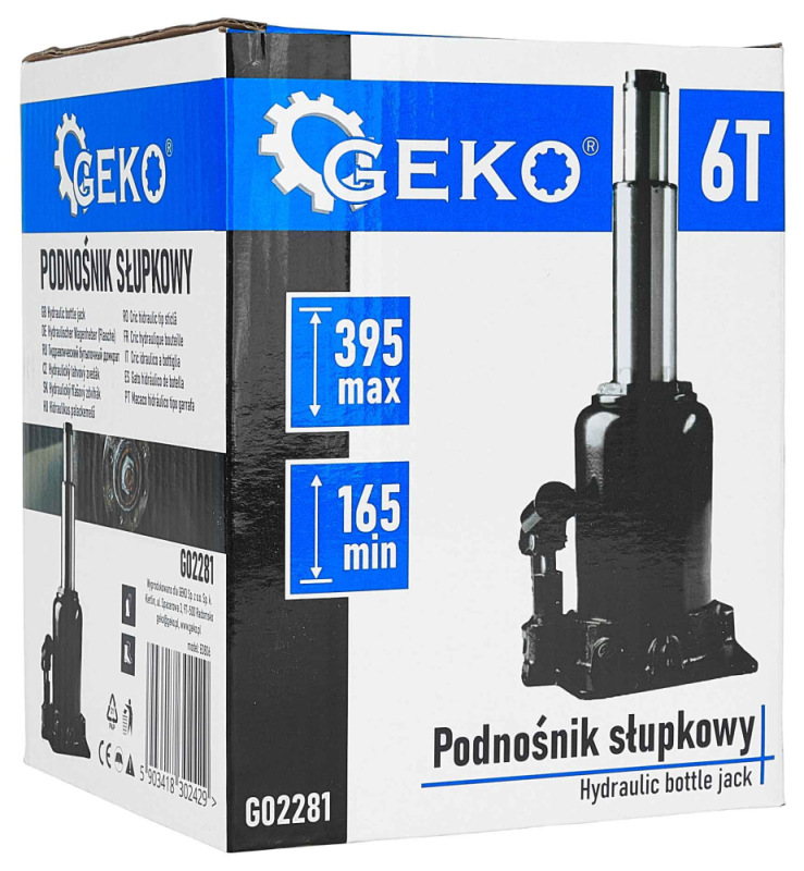 Zdvihák hydraulický dvojstupňový, nosnosť 6.000kg, zdvih 165-395 mm, GEKO 7